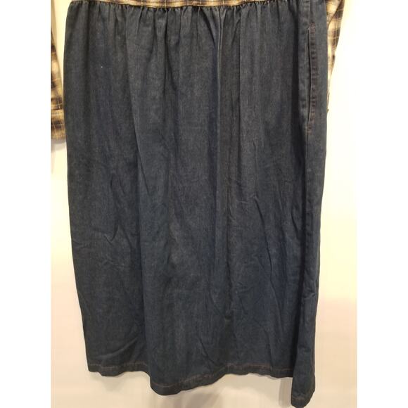 Vintage 90s Western Style Flannel Denim Dress Plaid Check Rodeo Style Size M - Picture 12 of 12